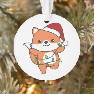 Ornamento Raposa Natal Animais de inverno Raposa de Natal
