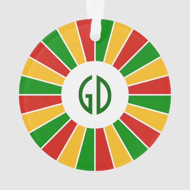 Ornamento RASTAFARI FLAG BOTON RAYS + seu sinal ou monograma (Verso)