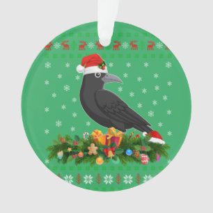 Ornamento Raven Crow Bird Lover Xmas Santa Hat Ugly Crow