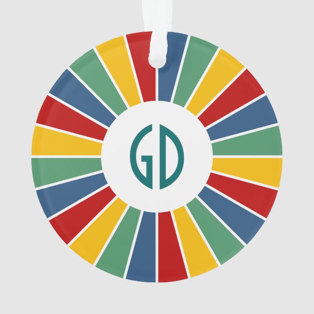 Ornamento RAYS BOTON I + sua foto, texto, monograma (Verso)