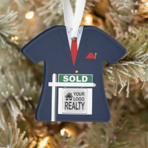 Ornamento Realtor Red Tie Sold Sign Personalizado