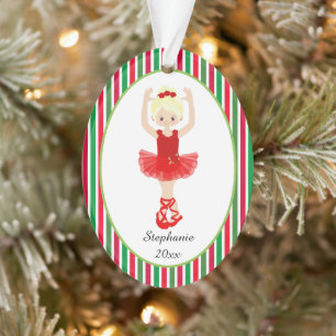 Ornamento Red Ballerina Stripes Personalizadas Natal