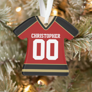 Ornamento Red/Black/Dourado Custom Hockey Jersey