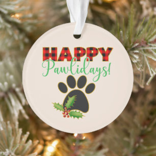 Ornamento Red Buffalo Xadrez Paw Imprimir Natal