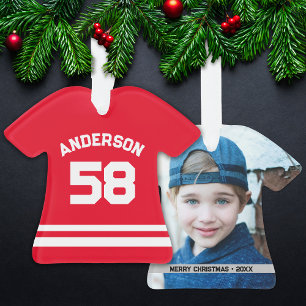 Ornamento Red Custom Name, Number, Photo Sports Jersey