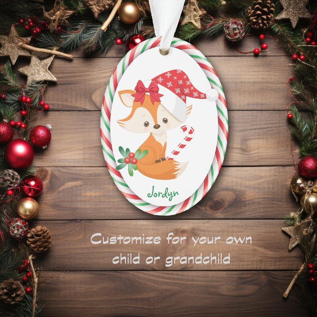 Ornamento Red Fox Candy Cane Kids (Criador carregado)