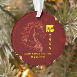 Ornamento Red & Gold Happy Chinese year of the Horse