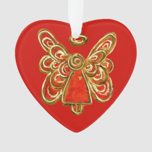 Ornamento Red Guardian Angel Art Christmas Ornament