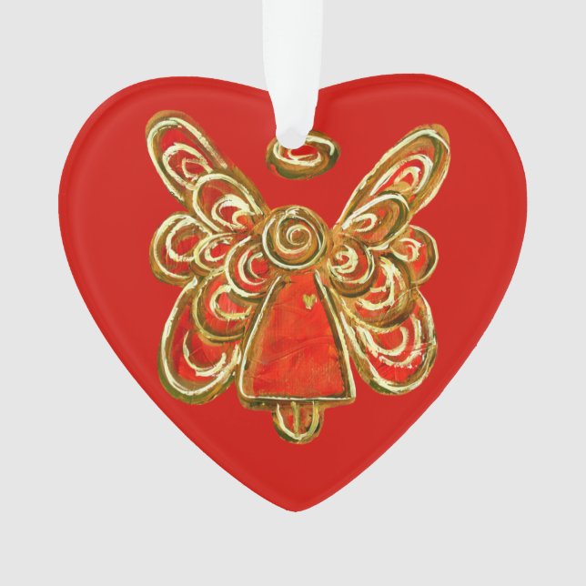 Ornamento Red Guardian Angel Art Christmas Ornament (Frente)
