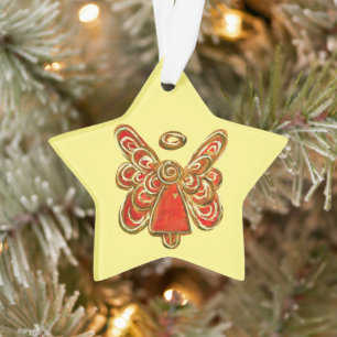 Ornamento Red Guardian Angel Art Christmas Ornaments