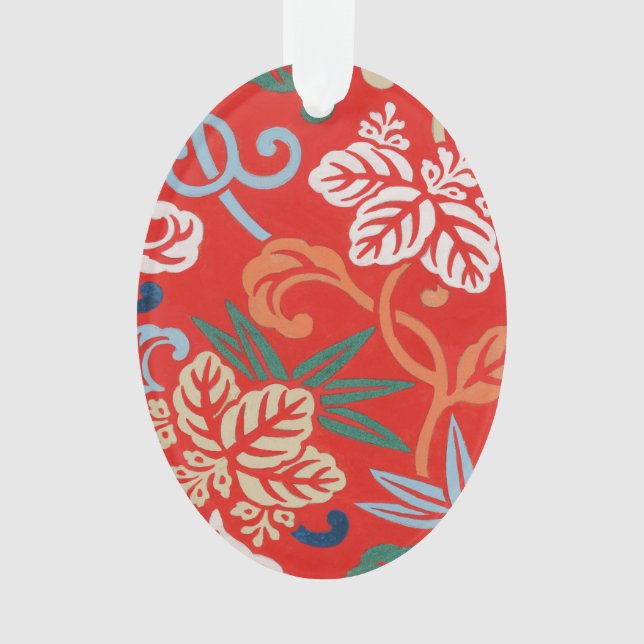 Ornamento Red Hawaiian Japan Kimono: Vintage Floral (Frente)