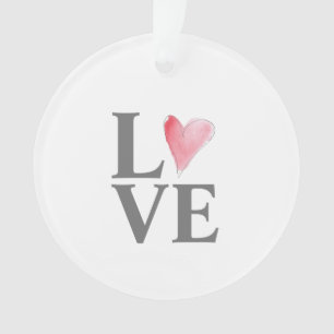 Ornamento Red Heart Love Watercolor Art NOMES Sweet Casal