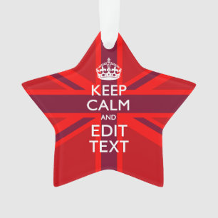 Ornamento Red Keep Calm Mantenha seu texto na bandeira da to