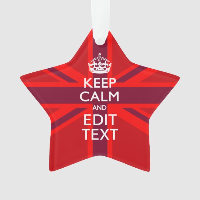 Ornamento Red Keep Calm Mantenha seu texto na bandeira da to (Frente)
