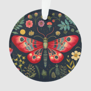 Ornamento Red Moth No Jardim Noturno