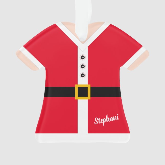 Ornamento Red Mrs Claus Suit Personalizado Natal (Frente)