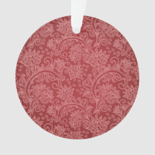 Ornamento Red Paisley Damask Designer Floral Classic