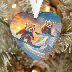 Ornamento Red Pandas Snowboard Design por Rich AMeN Gill