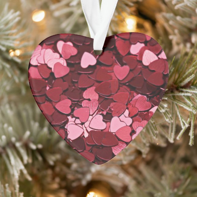 Ornamento Red Pink Heart Confetti Pattern Valentine's Day (Árvore)