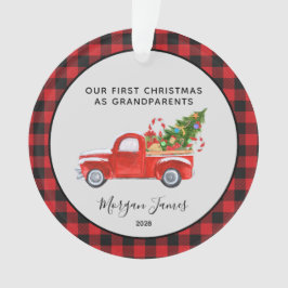 Ornamento Red Truck Primeiro Natal como. Foto dos avós
