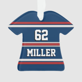 Ornamento Red White e Blue Sports Jersey Nome e Número