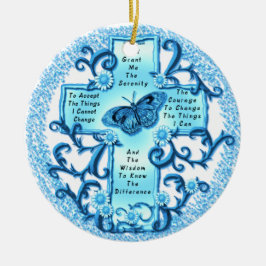Ornamento redondo de cerâmica Aqua Serenity Cross