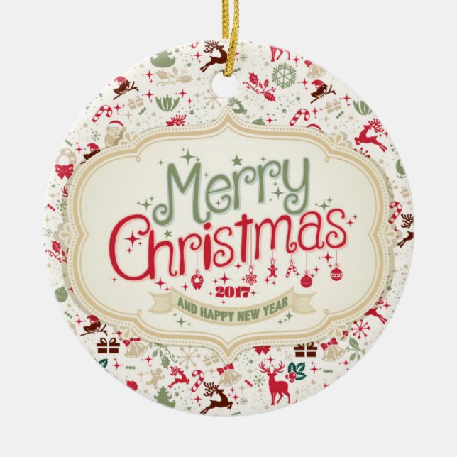 Ornamento redondo do Feliz Natal 2017 (Frente)