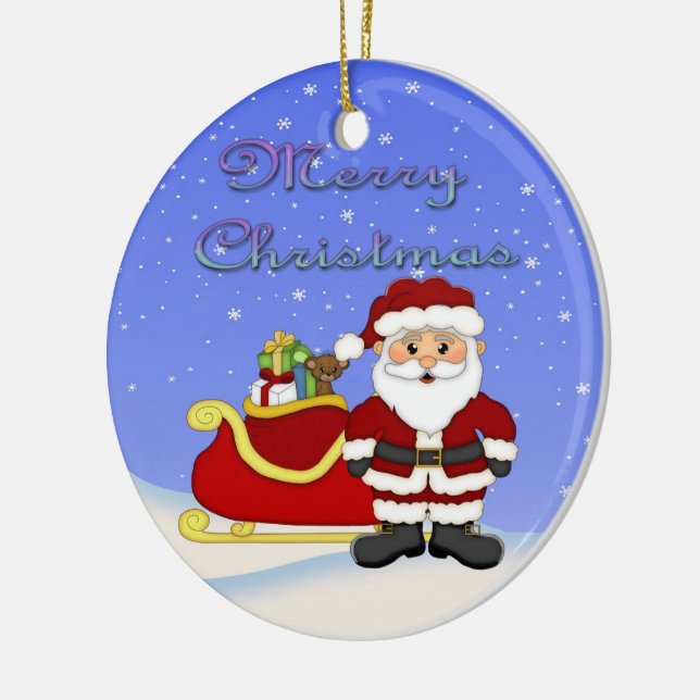 Ornamento redondo do papai noel do Feliz Natal (Esquerda)