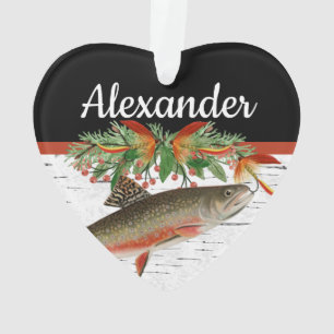 Ornamento Reely Fly Fishmas Pescar coração de Natal