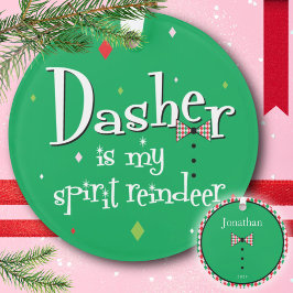 Ornamento Reindeer Dasher Preppy, papais noeis, Natal Verde