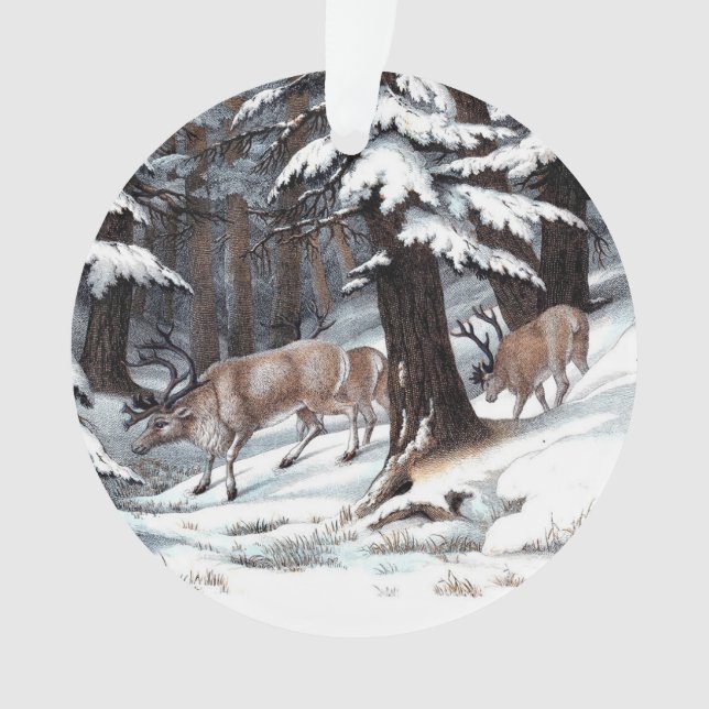 Ornamento Reindeer de Natal Russo do Feriado da Floresta de  (Frente)