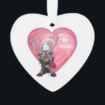 Ornamento Reindeer Dia de os namorados<br><div class="desc">Parada Animal Reindeer Romântico Acessórios e Namorados no Dia do apresenta nossa divertida trabalho de arte de uma rena bonita segurando um rosa bonito na boca com corações roxos, vermelhos e cor-de-rosa atrás dela criados por nosso talentoso artista, Traci Van Wagoner. Nossa divertida rena apaixonada é certamente trazer um sorriso...</div>