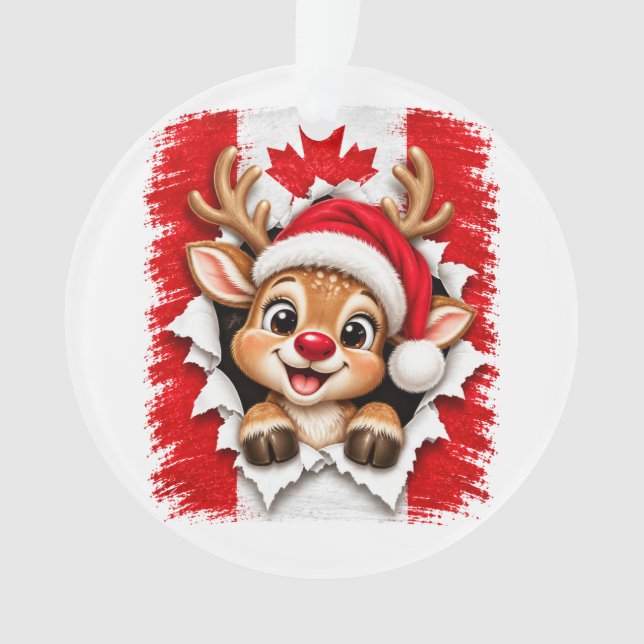 Ornamento Rena de Natal Canadense (Frente)