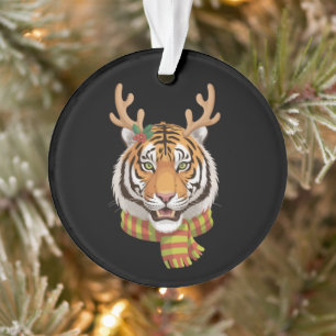 Ornamento Rena Tigre Natal Animal Com Chifres Xmas 