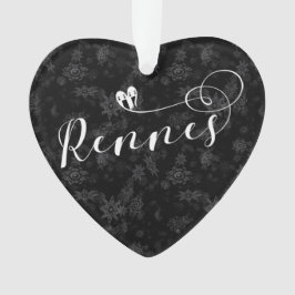 Ornamento Rennes Flag in Heart, Roazhon, Breton Snowflake