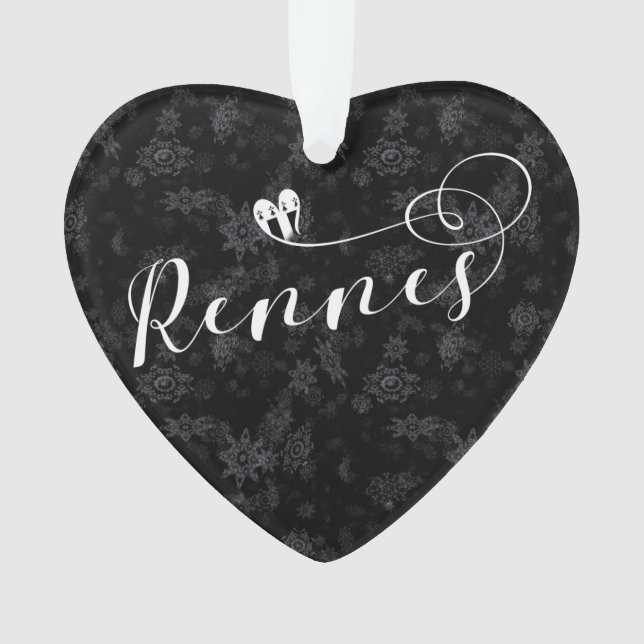 Ornamento Rennes Flag in Heart, Roazhon, Breton Snowflake (Frente)