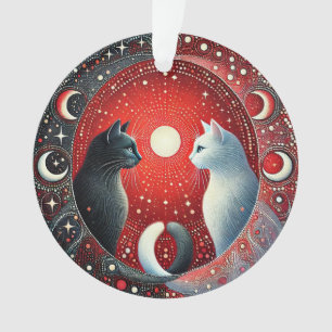 Ornamento Representação Artística de Gatos Yin e Yang