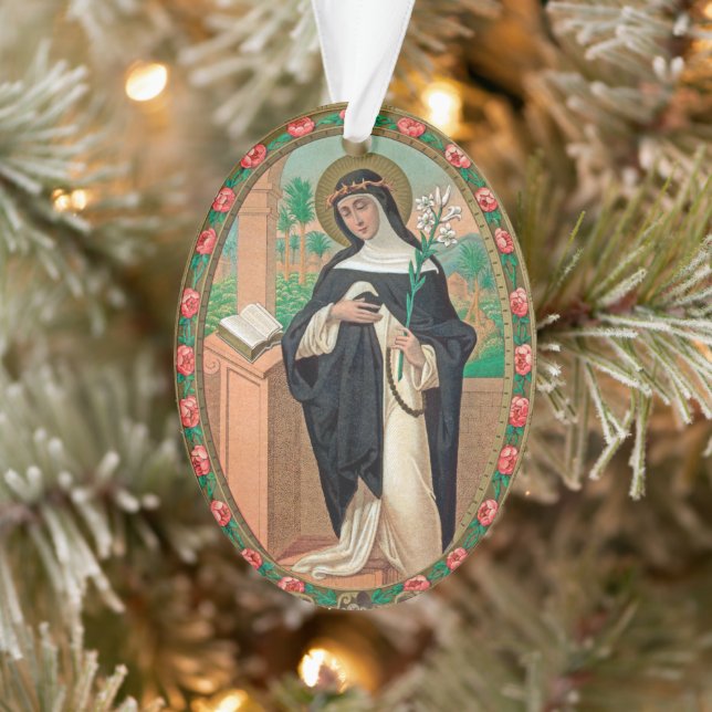 Ornamento Retrato de 2xFrame da Rosa de Lima (Detalhe;K 48) (Árvore)