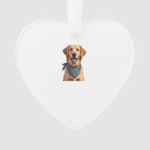 Ornamento Retrato Vintage do Golden Retriever com Faixa Colo