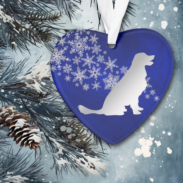 Ornamento Retriever Ouro Floco de Neve Azul (Criador carregado)