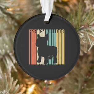 Ornamento Retro 1970s Cachorro Silhuette French Bulldog Gift