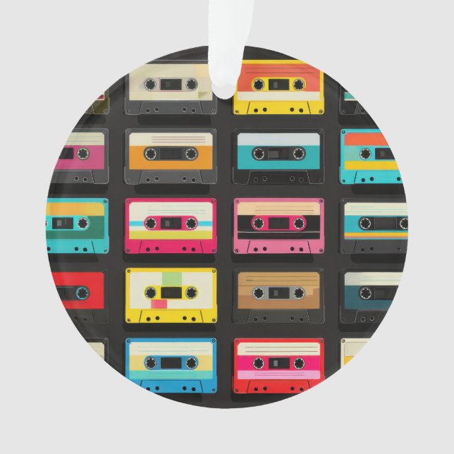 Ornamento Retro Cassette Tape Pattern – Vintage Music  (Frente)