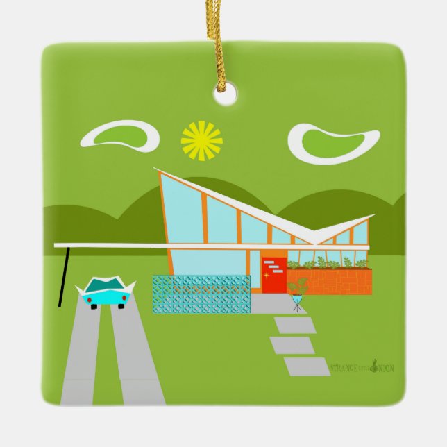 Ornamento retro do feriado da casa do Palm Springs (Frente)