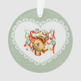 Ornamento Retro Vintage Coquette Pastel Bebê Veado