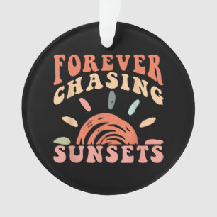 Ornamento Retro Vintage para sempre perseguir Pôrs do sol fé