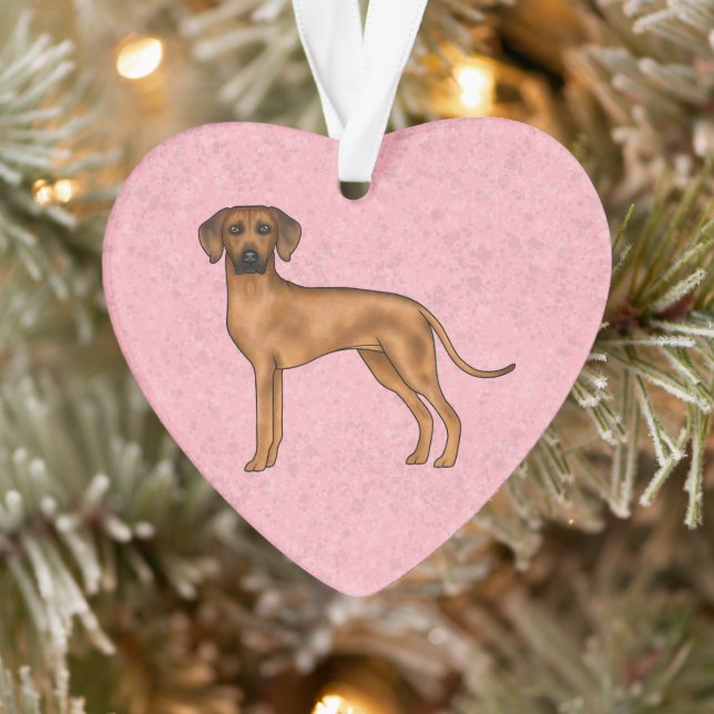 Ornamento Ridgeback Brown African Lion Dog Rosa (Árvore)