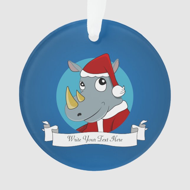 Ornamento rinoceronte de natal desenho animado (Frente)