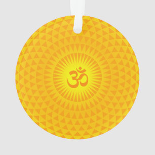 Ornamento Roda de meditação da flor de lótus do sol dourado