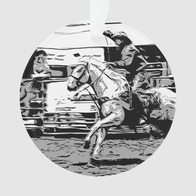 Ornamento Rodeo Cowboy - Evento Steer Roping (Frente)