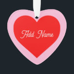 Ornamento Romântico Vermelho Pastel Rosa Personalizado<br><div class="desc">Simples coração vermelho quente sobre fundo cor-de-rosa pastel. Ideia gráfica de decoração projetada. Forma estética comumente usada para representar amor,  apoio,  laços estreitos,  amizade e admiração.</div>